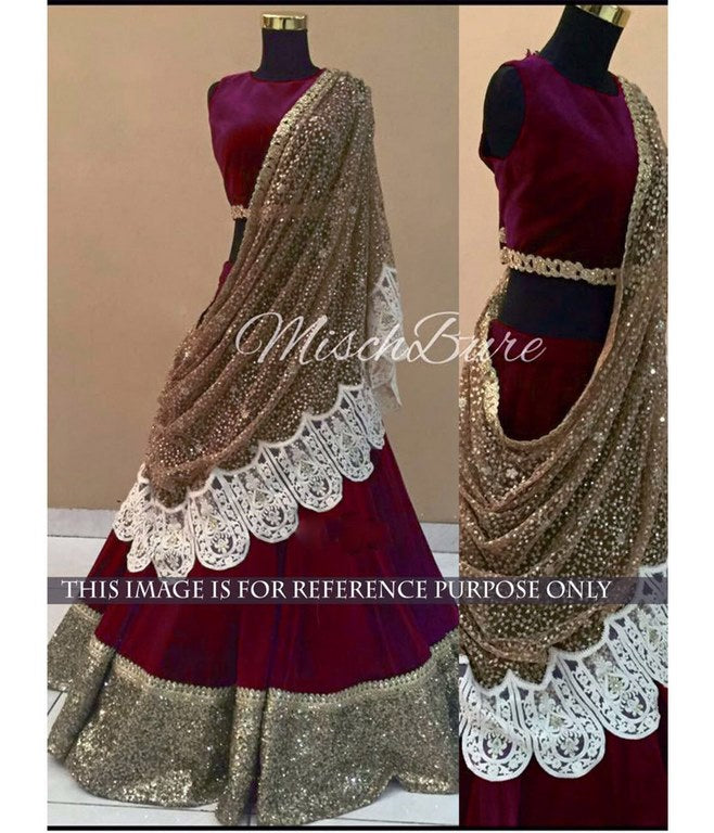 Designer embroidered maroon bridal lehenga