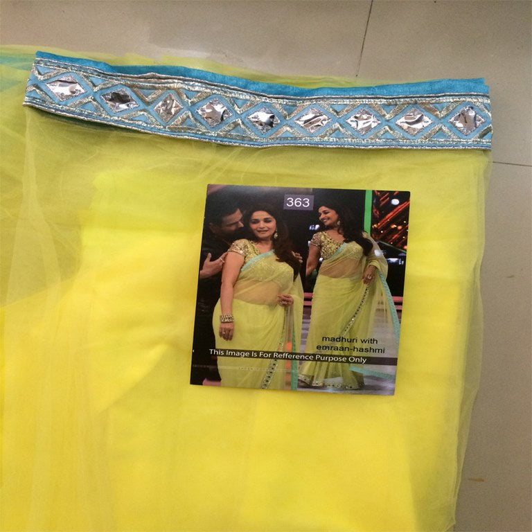 designer embroidered parrot saree with heavy blouse