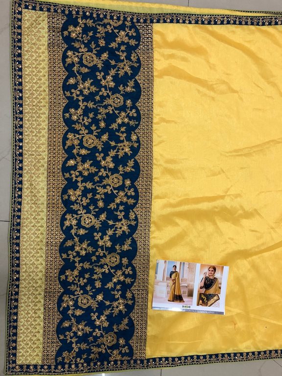 Designer gold embroidered wedding saree