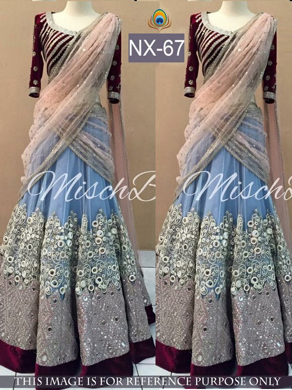 Designer grey embroidered ceremonial lehenga