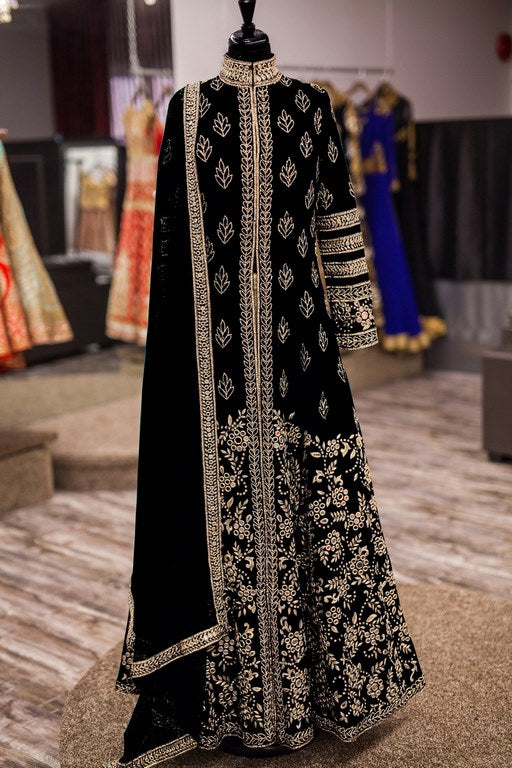 Designer heavy embroidered black salwar suit