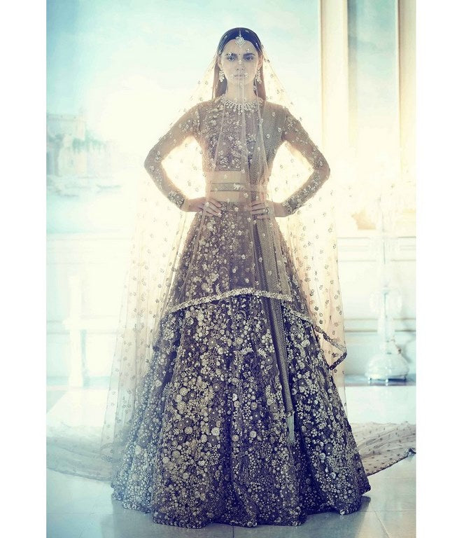 Designer heavy embroidered malai satin bridal lehenga