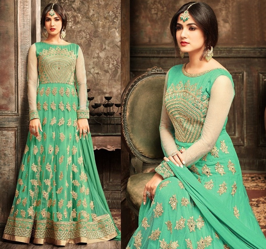 Designer heavy net embroidered anarkali suit