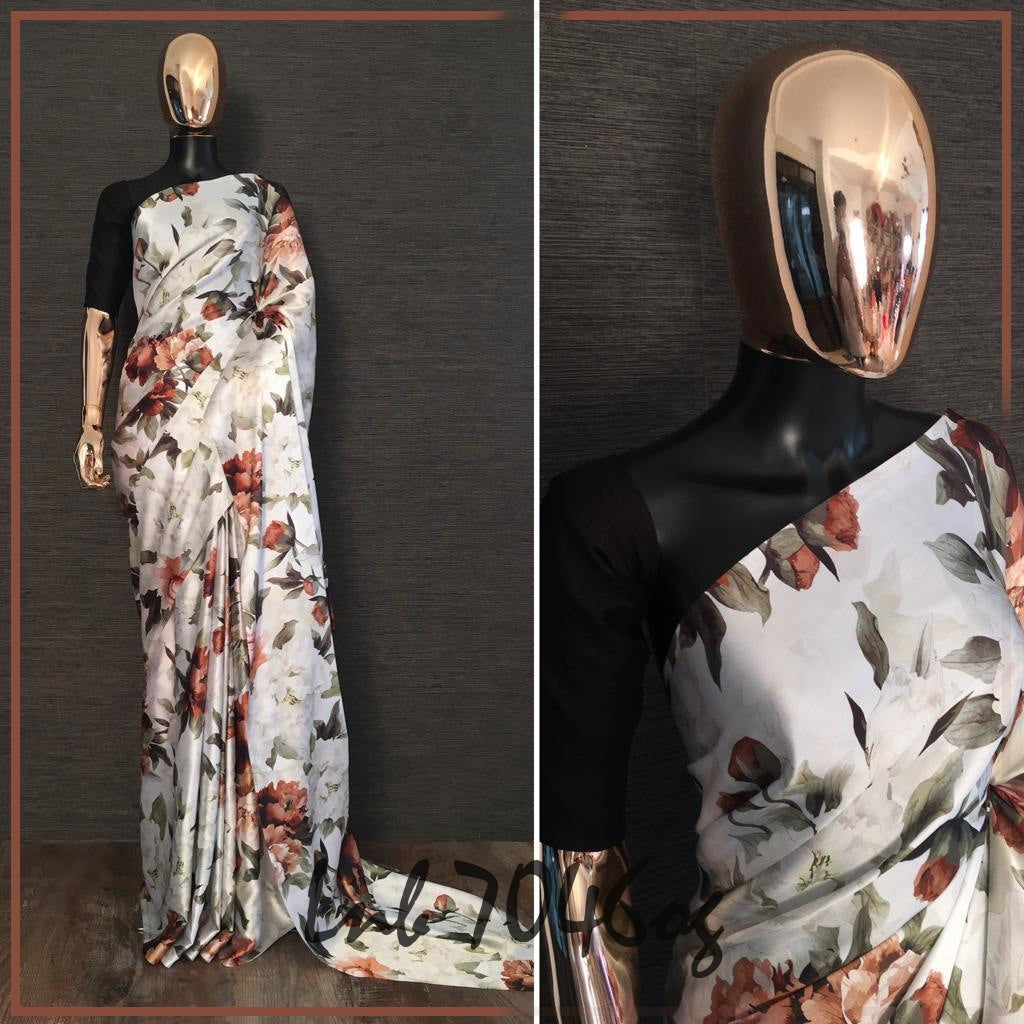 Digital Flower printed saree