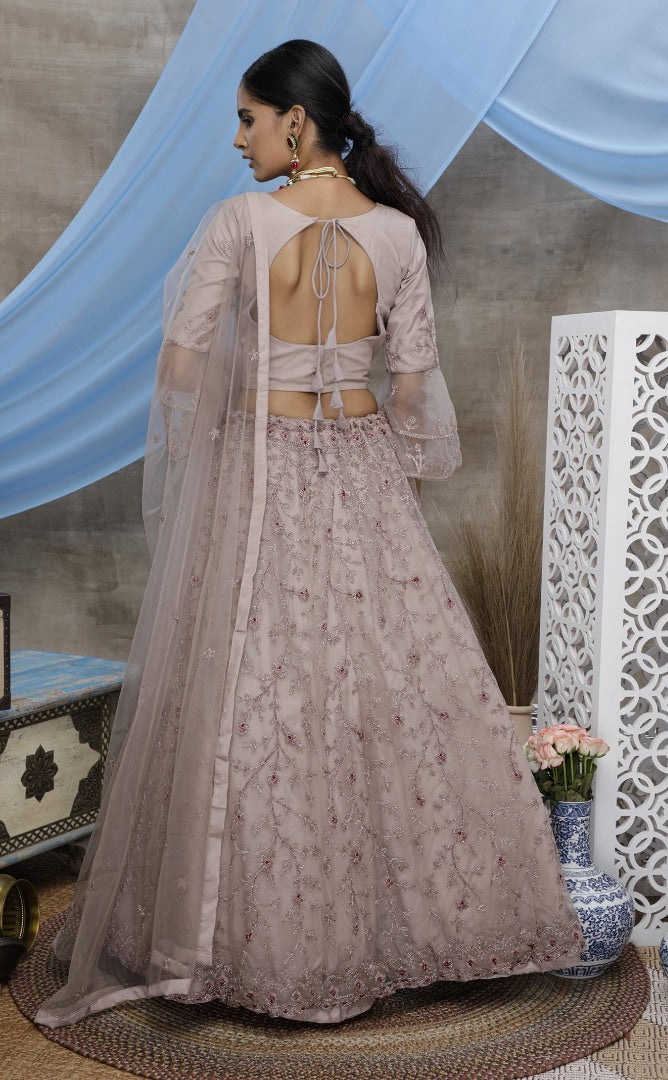 Dusty purple heavy sequence embroidered wedding lehenga choli