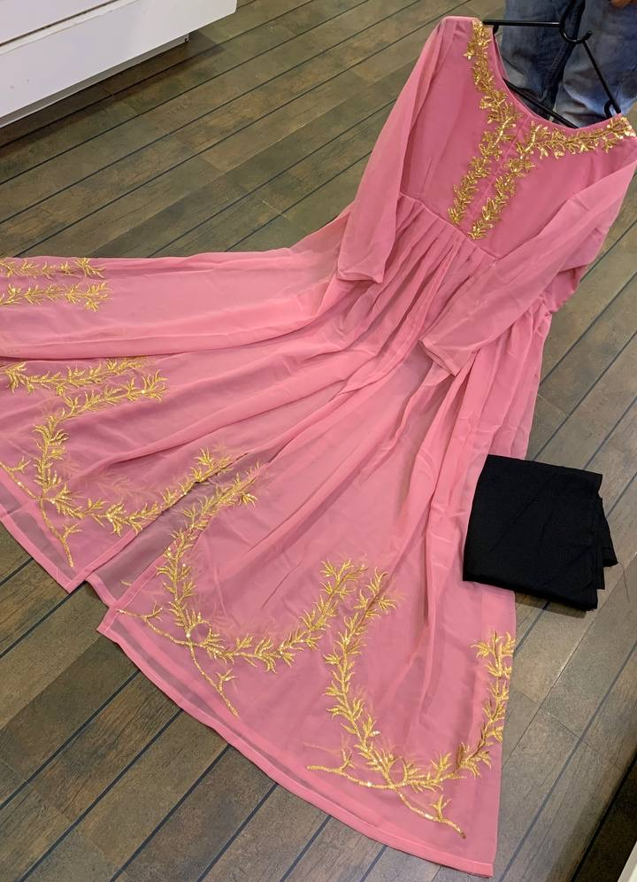 Dusty rose georgette stylish salwar suit