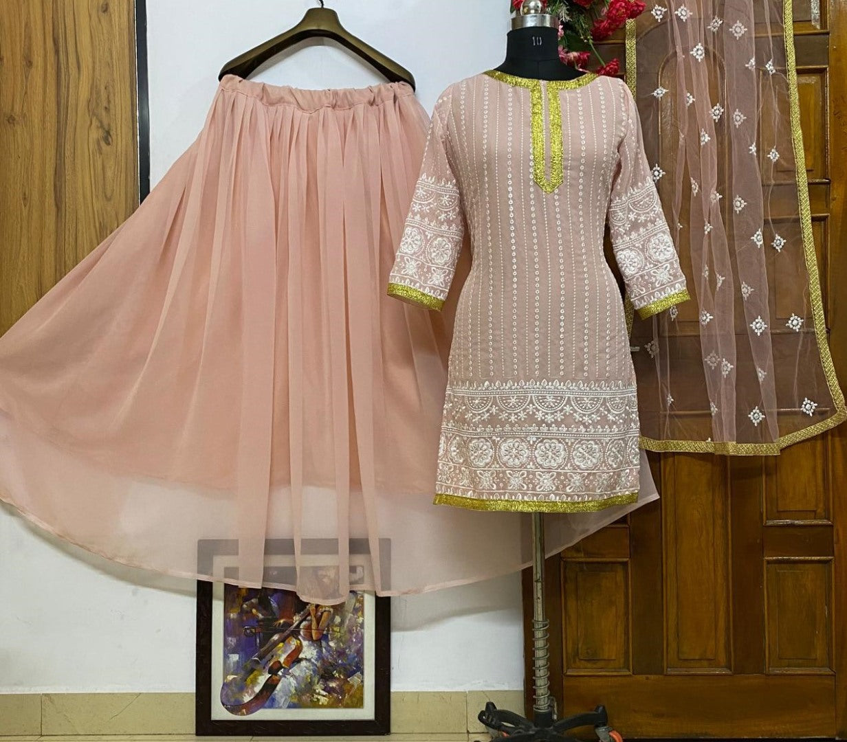 Dusty rose heavy georgette full embroidered work lehenga choli