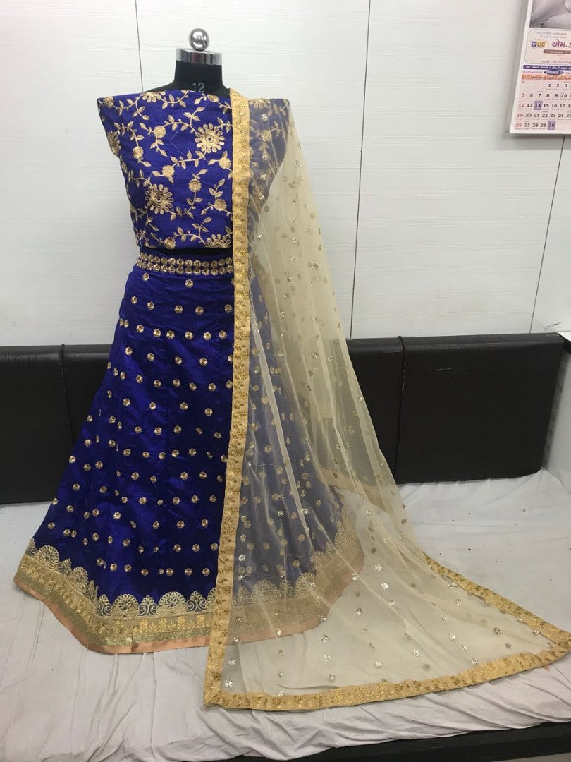Blue Fabulous banglori silk embroidered wedding lehenga
