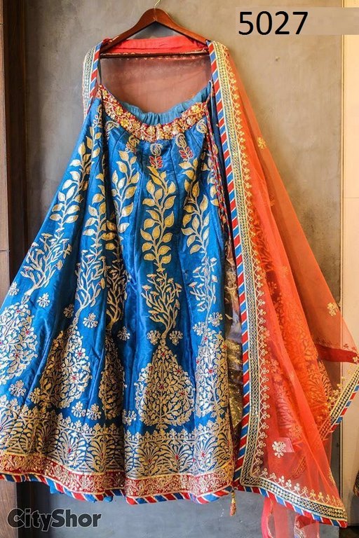 Fabulous Blue embroidered Wedding lehenga