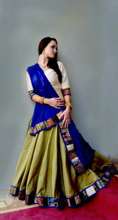 Fabulous Green Plain Navratri lehenga