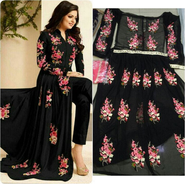 female fashion stylist black salwar suit
