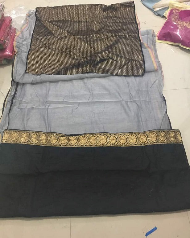 Gorgeous Grey Plain Party wear Saree