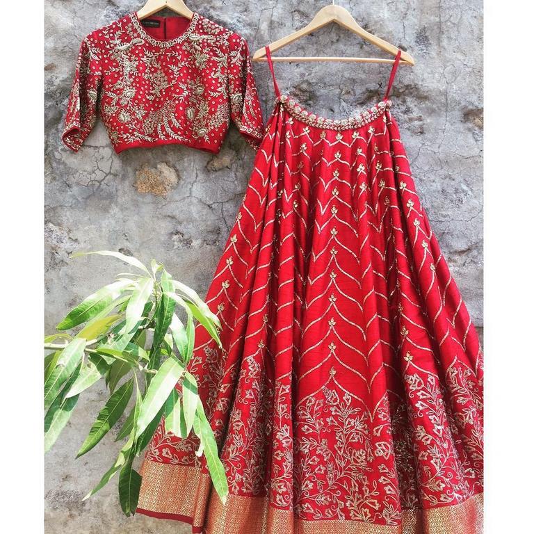Gorgeous Red embroidered Wedding lehenga