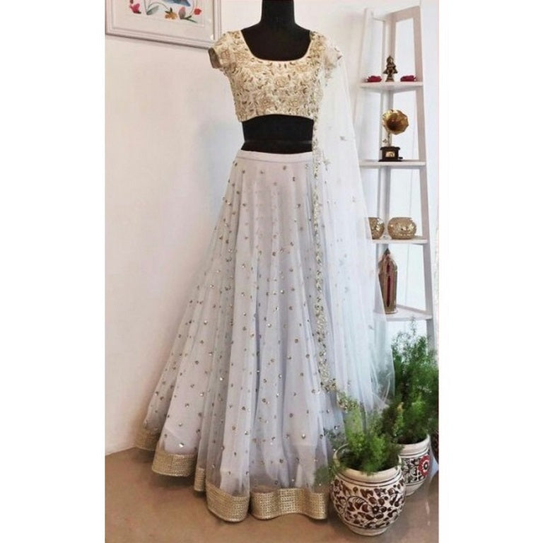Gorgeous White embroidered Party wear lehenga