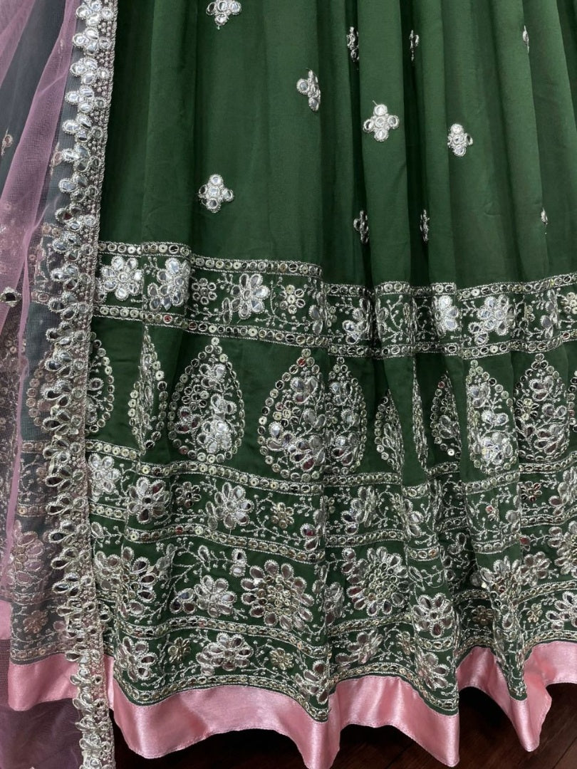 Green georgette embroidered wedding lehenga choli