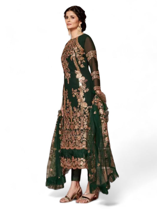 Green georgette heavy work wedding pakistani salwar suit