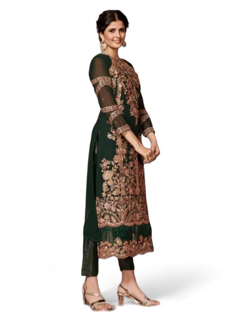Green georgette heavy work wedding pakistani salwar suit