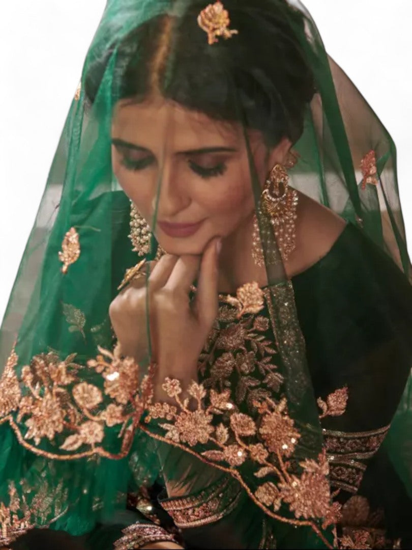 Green georgette heavy work wedding pakistani salwar suit