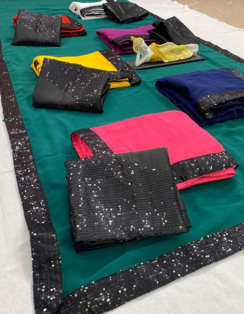 Green georgette sequence work partywear saree