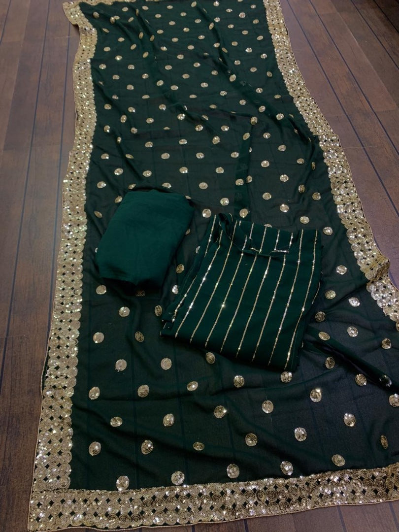 Green georgette sequence work salwar suit