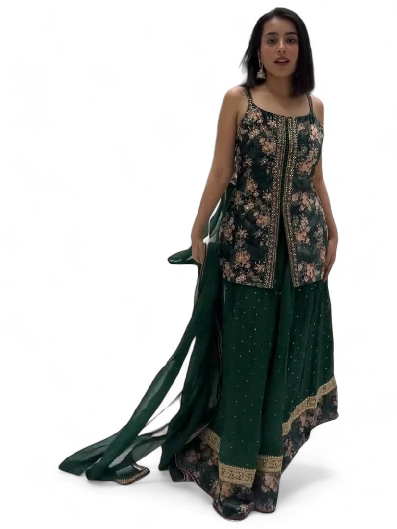 Green heavy work designer lehenga suit for wedding