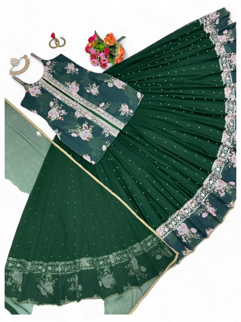 Green heavy work designer lehenga suit for wedding