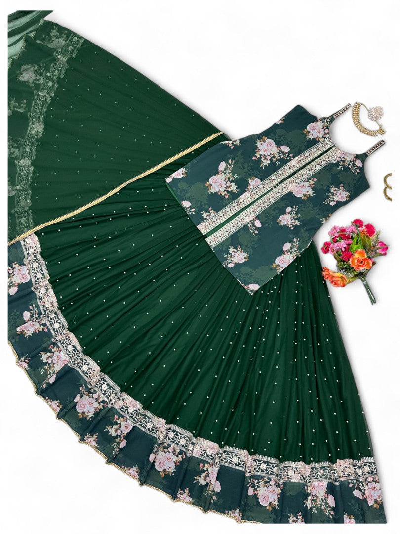 Green heavy work designer lehenga suit for wedding