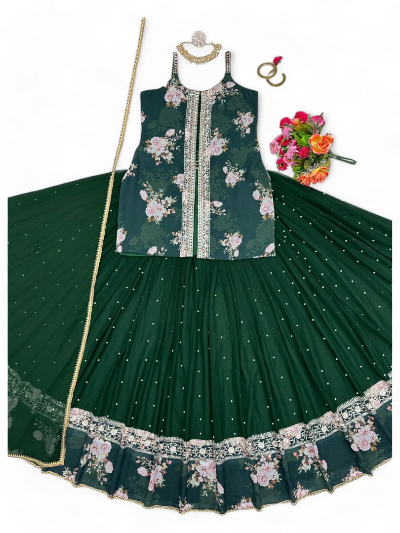 Green heavy work designer lehenga suit for wedding