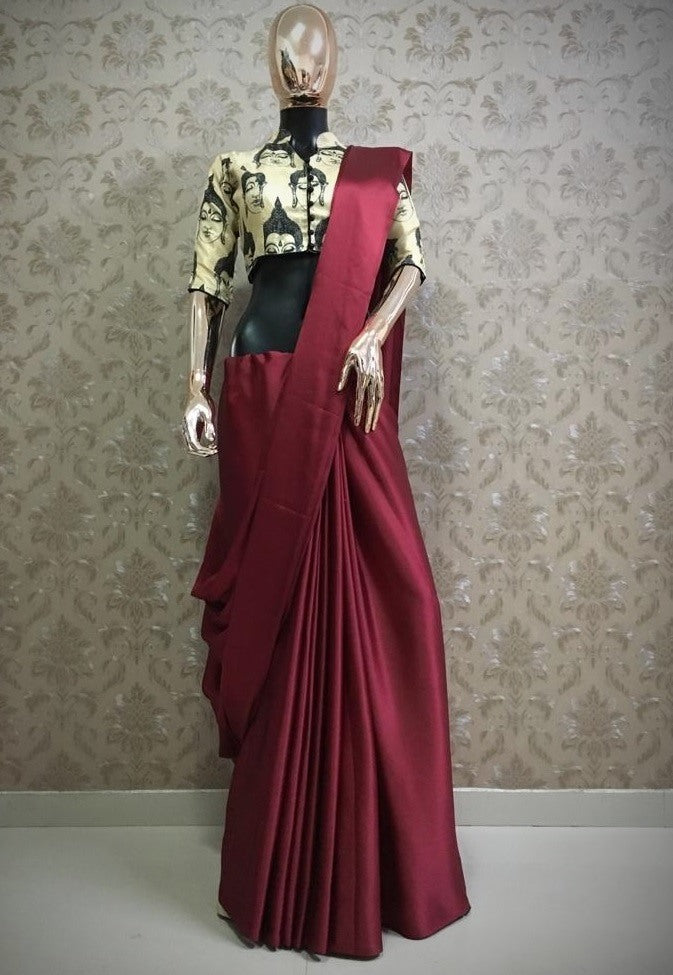 Green japan satin partywear saree