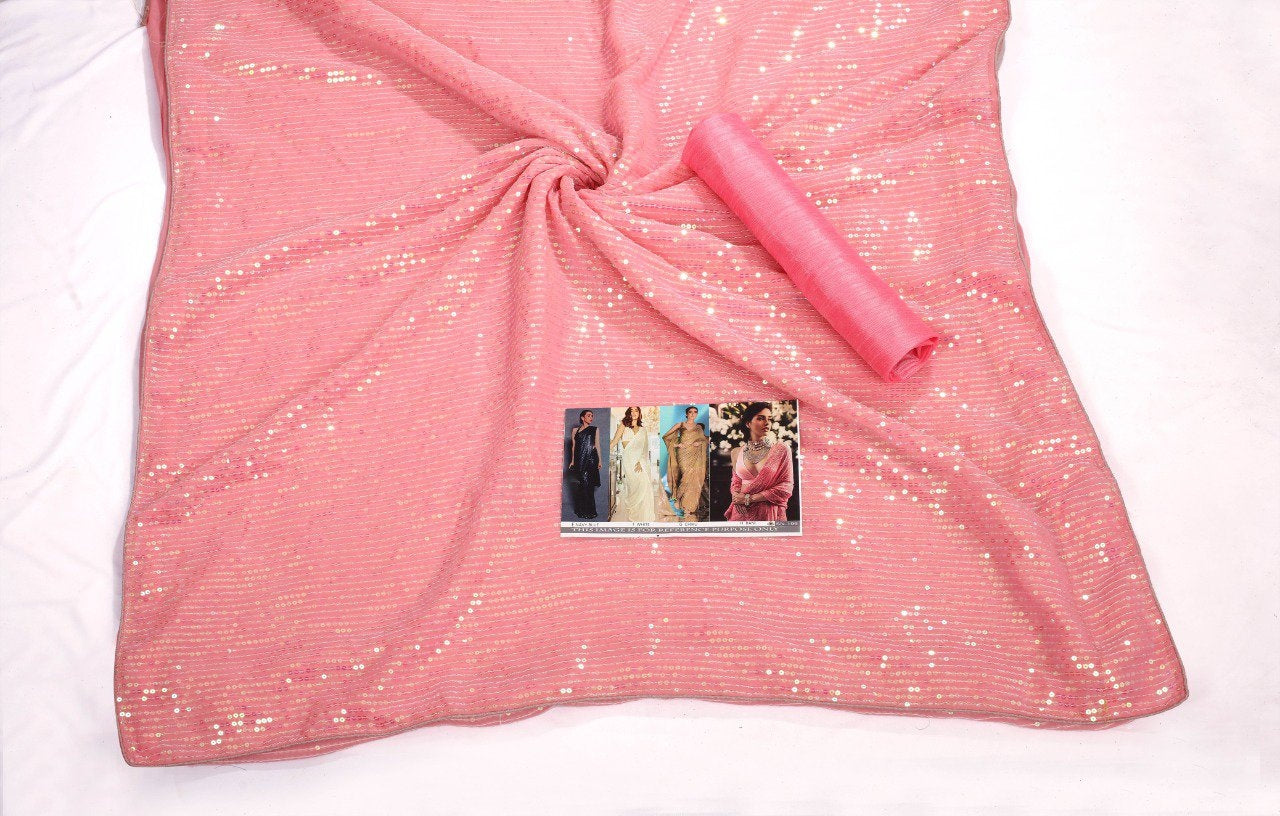 Pink Designer sequence work glamorous partywear saree