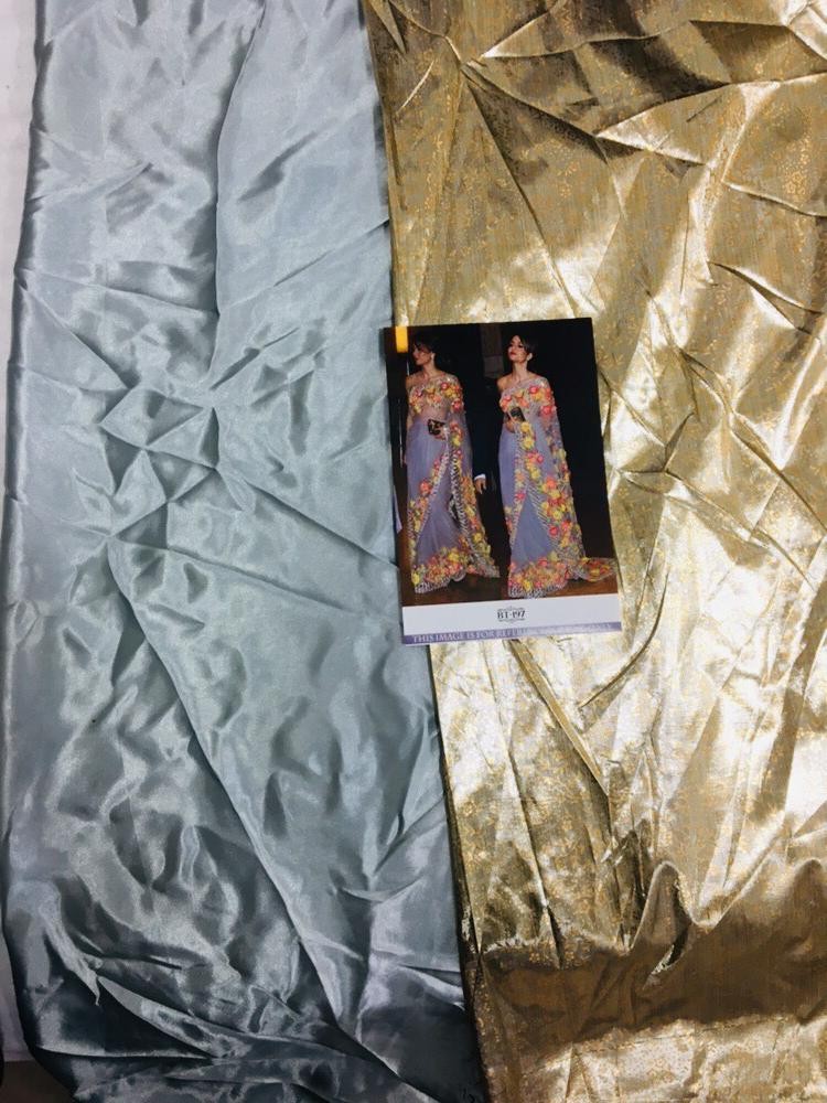 grey georgette multicolored sequence and threadworked bollywood style saree