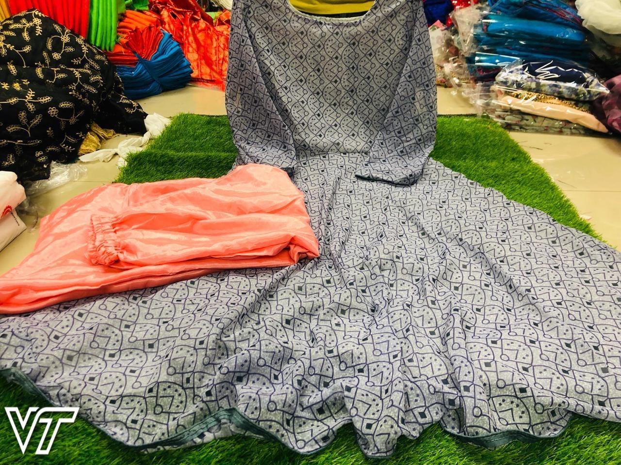 grey georgette printed kurti