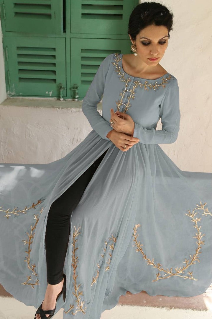 Grey georgette stylish salwar suit