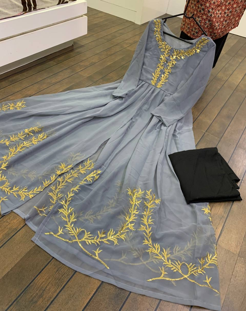 Grey georgette stylish salwar suit