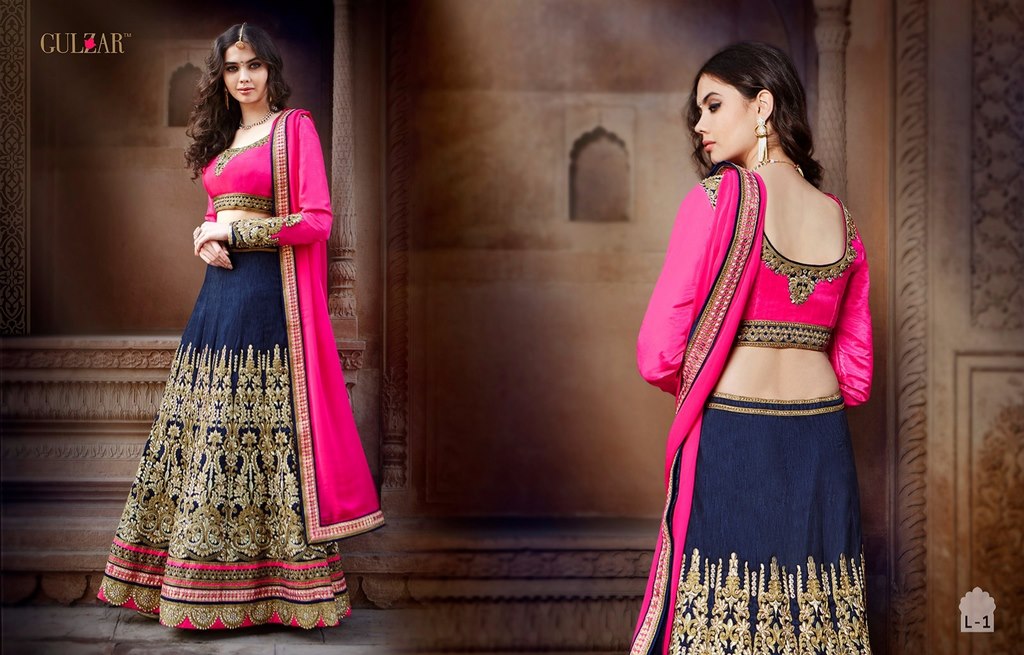 Gulzar blue and pink heavy embroidered lehenga