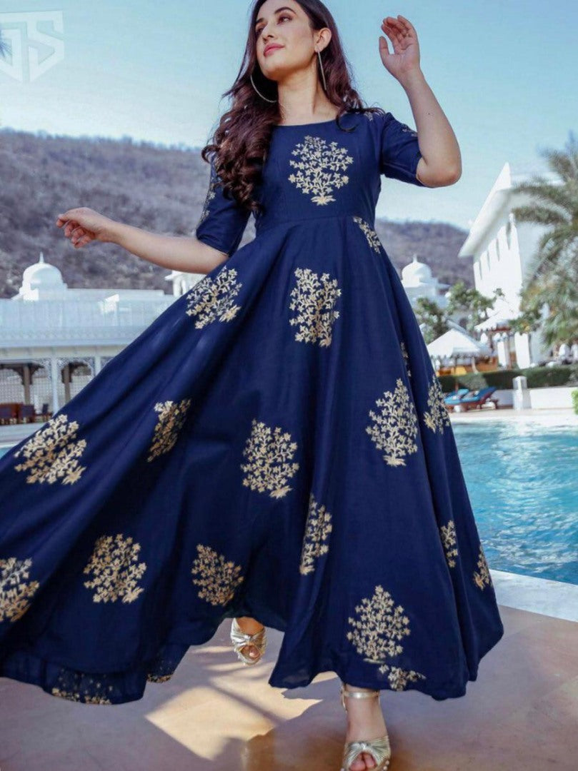 Heavy rayon cotton foil printed gown