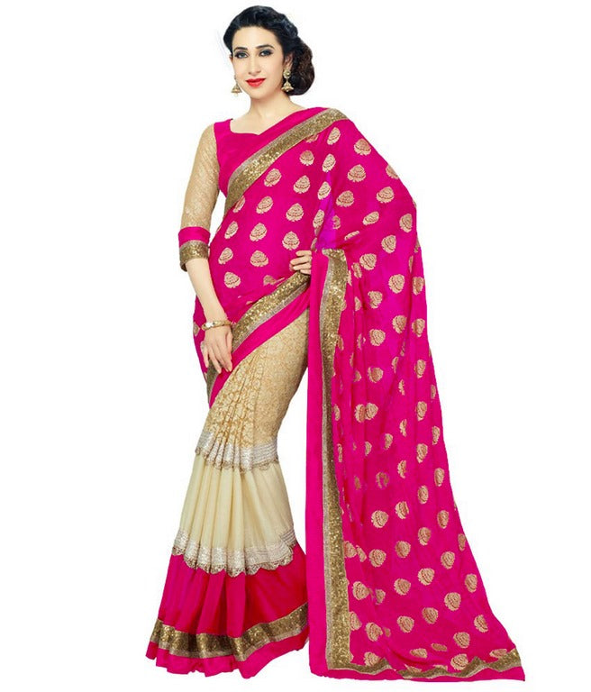 karishma gorgeous pink saree