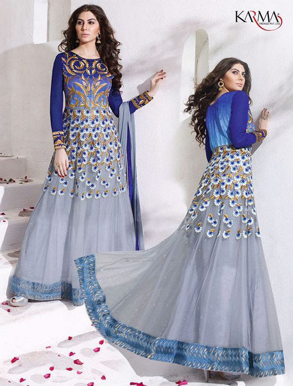 Karma designer blue and grey salwar suit