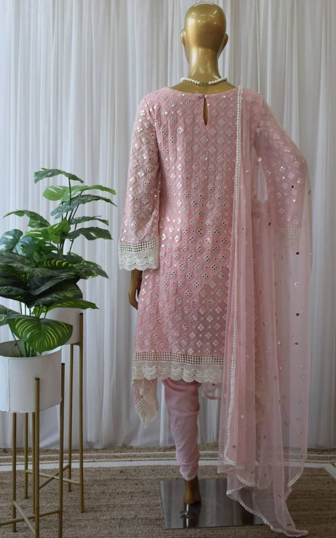 Light peach georgette dhoti suit