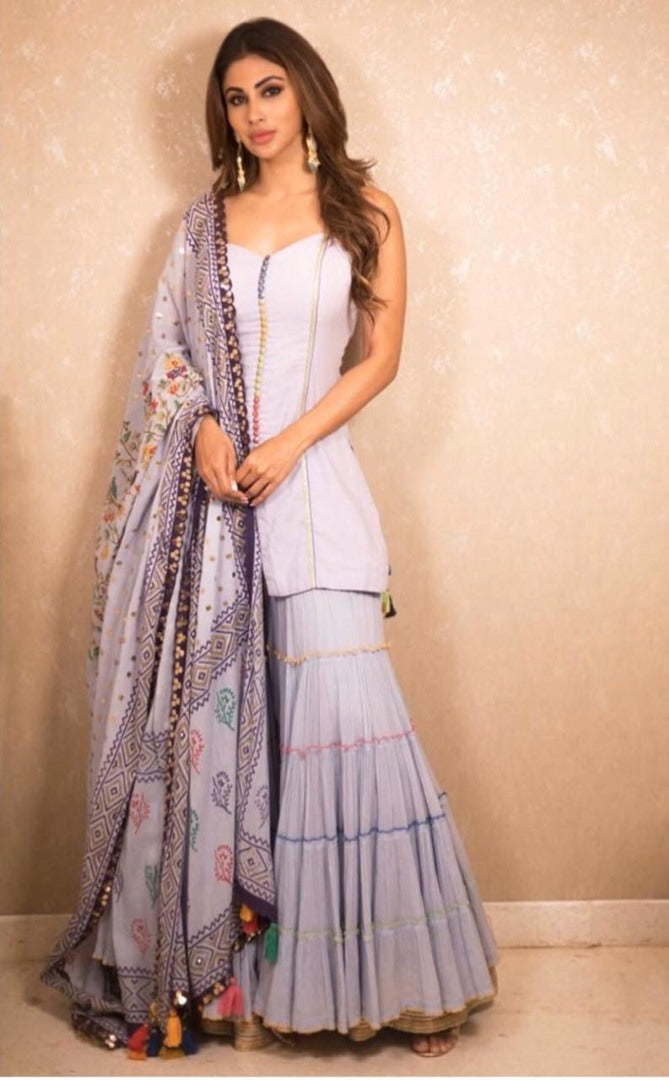 Light purple georgette sharara salwar suit