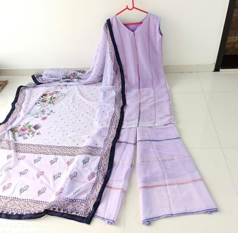Light purple georgette sharara salwar suit