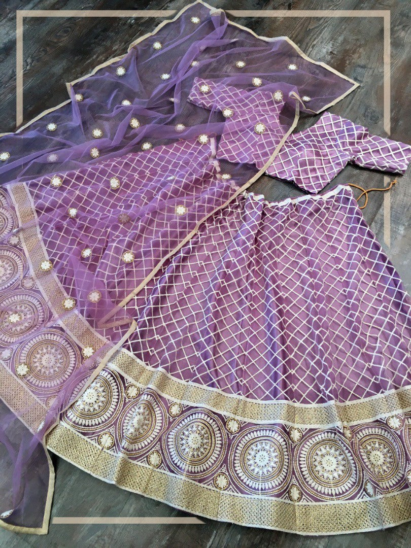 Light purple net heavy lucknowi work wedding lehenga choli