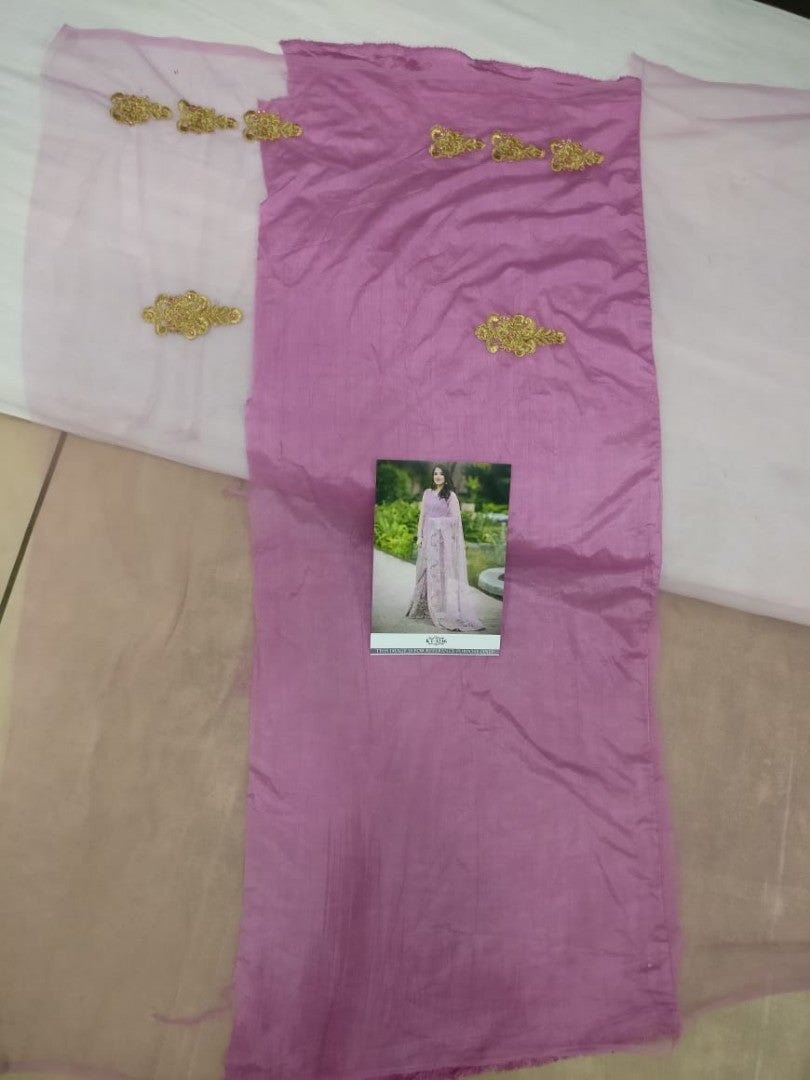 lite purple net heavy embroidered wedding saree