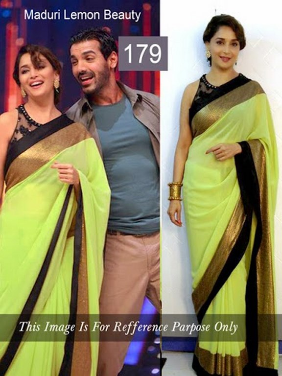 madhuri dixit lemon beautiful saree
