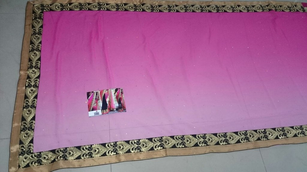 mahaveer black and pink wedding embroidered saree