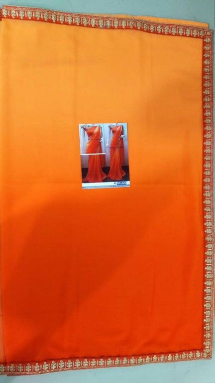 Mahaveer designer partywear orange saree