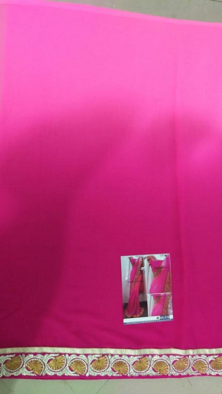 Mahaveer designer partywear pink saree