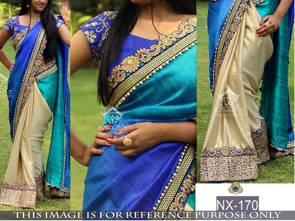 Mahaveer embroidered multicolor wedding saree