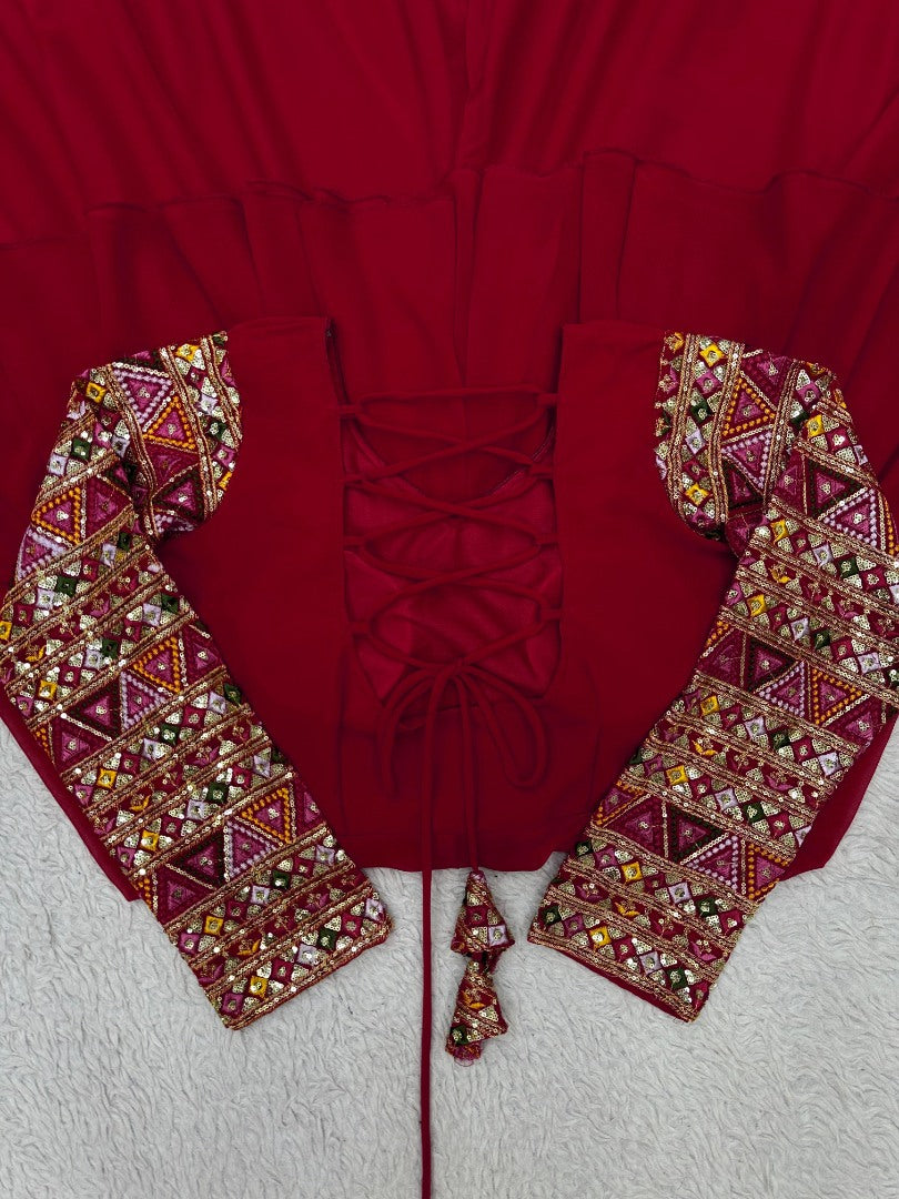 Maroon georgette designer plazzo suit