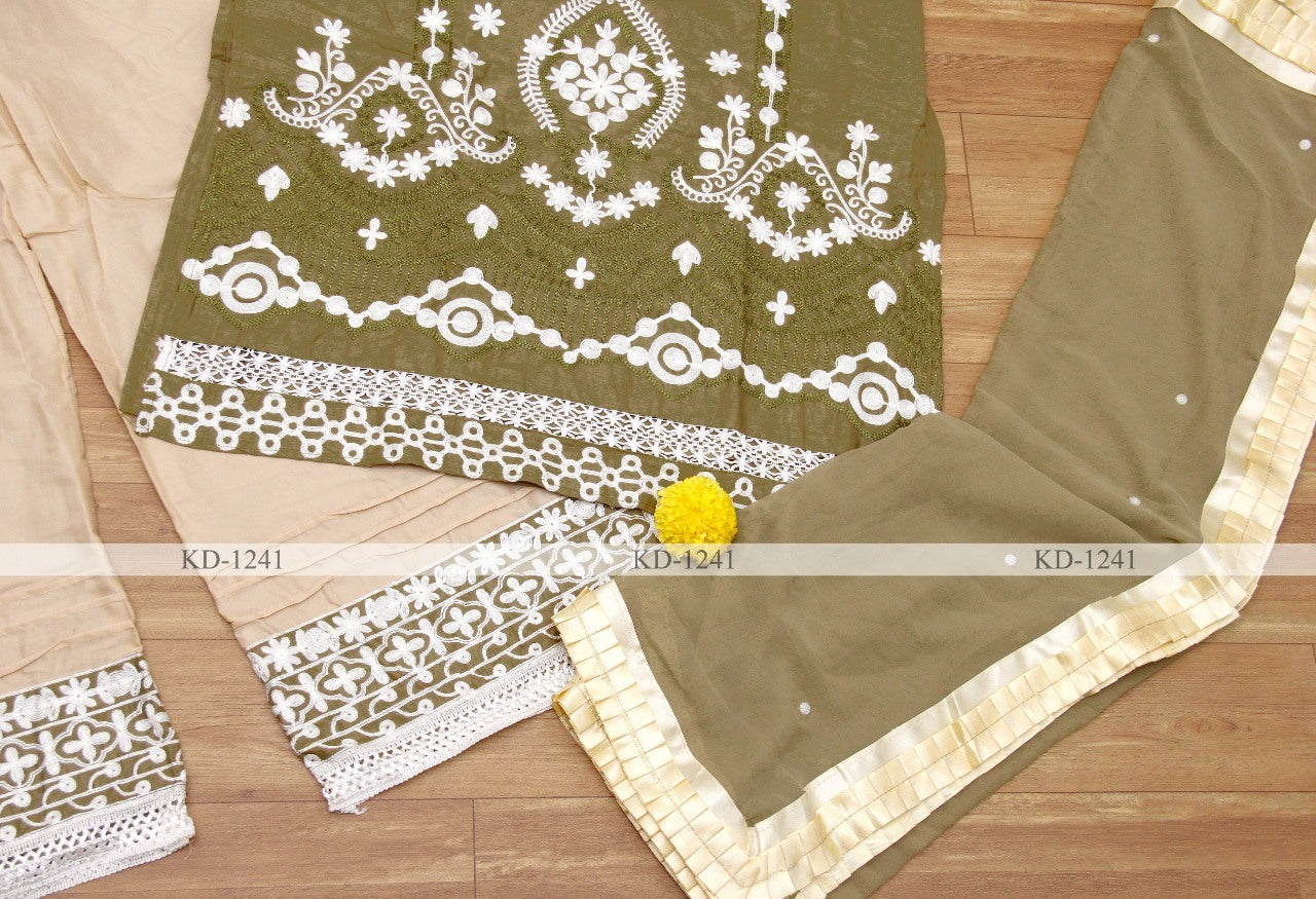 Mehendi green cotton plazzo suit
